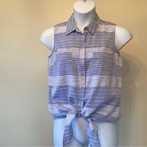 Anne Klein Blue and White Striped Sleeveless Top NWOT